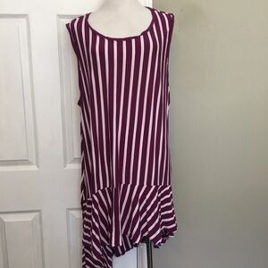 Lane Bryant Purple Striped Sleeveless Long Line Top